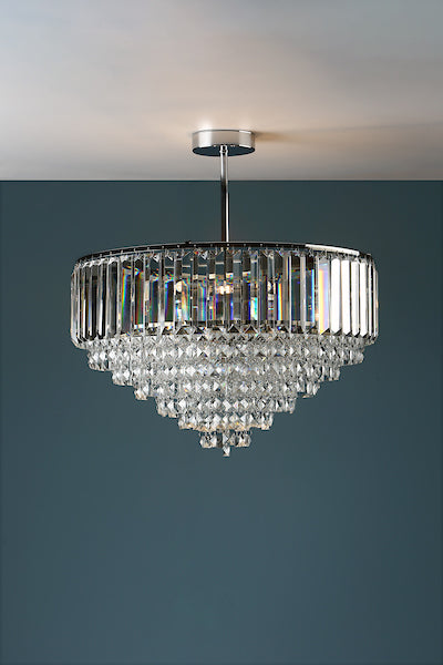 Laura Ashley Vienna 5 Luci Semi Flush Cristallo e Cromo Lucido