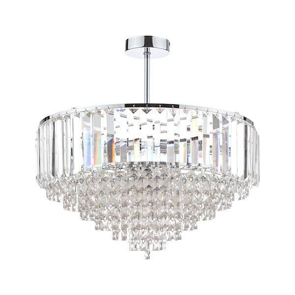Laura Ashley Vienna 5 Luci Semi Flush Cristallo e Cromo Lucido