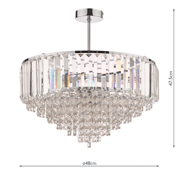 Laura Ashley Vienna 5 Luci Semi Flush Cristallo e Cromo Lucido