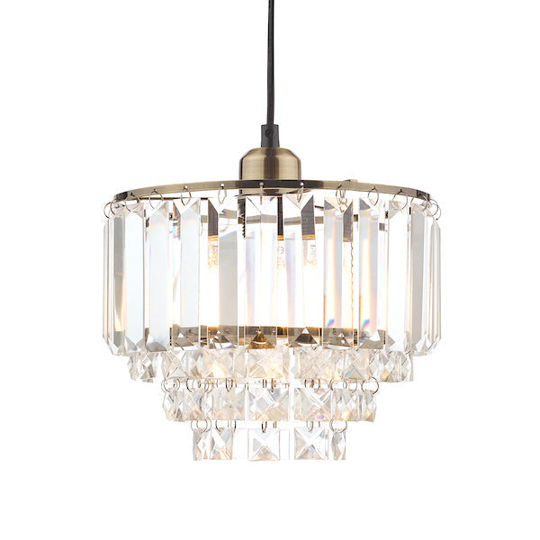 Laura Ashley Vienna Easy Fit Pendant Cristallo e Ottone Antico