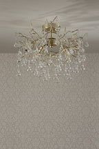 Laura Ashley Willow 3 Luci Semi Flush Satin Champagne con Gocce di Cristallo