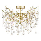 Laura Ashley Willow 3 Luci Semi Flush Satin Champagne con Gocce di Cristallo