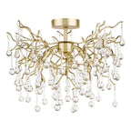 Laura Ashley Willow 3 Luci Semi Flush Satin Champagne con Gocce di Cristallo