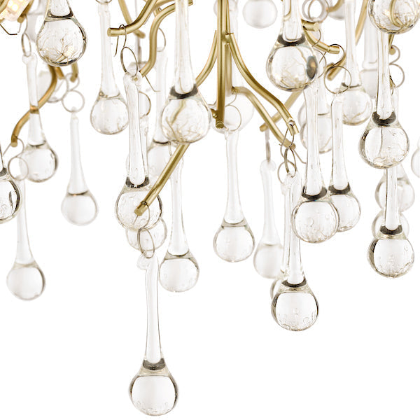 Laura Ashley Willow 3 Luci Semi Flush Satin Champagne con Gocce di Cristallo
