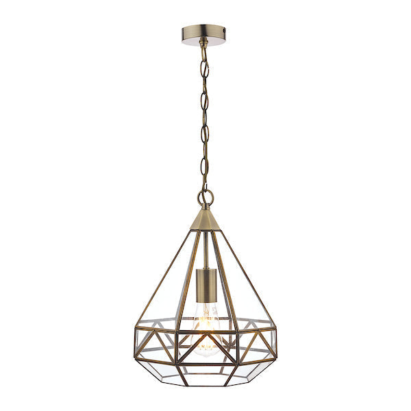 Lampadario a lanterna Laura Ashley Zaria in ottone antico