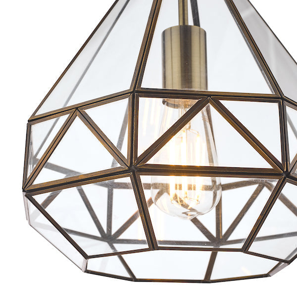 Lampadario a lanterna Laura Ashley Zaria in ottone antico