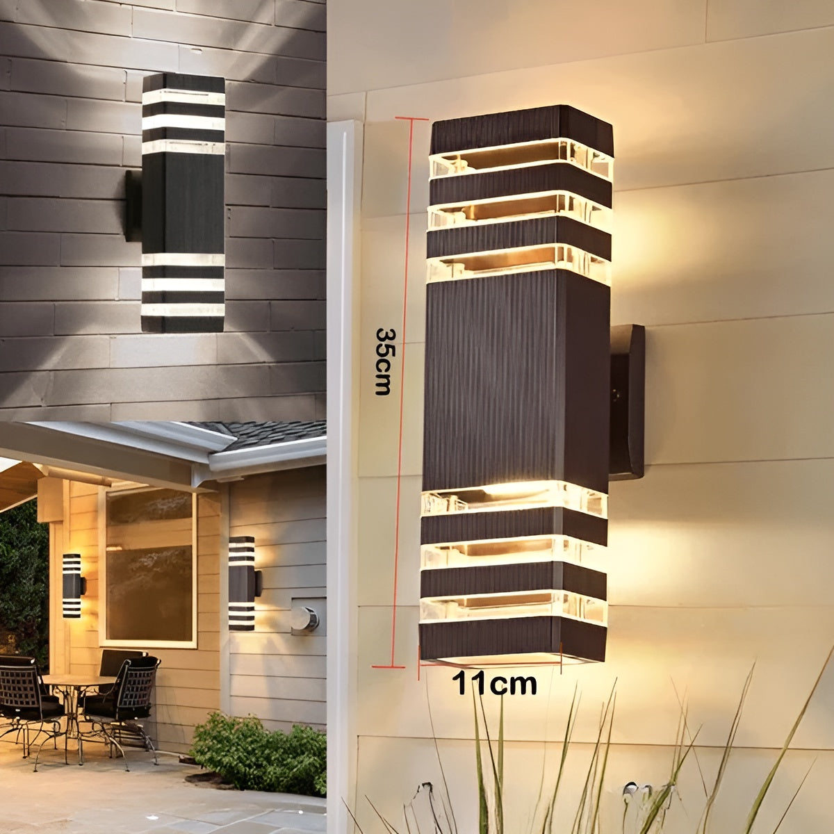 Lampada da parete LED per esterni – Luce moderna Up-&-Down | Impermeabile per giardino e balcone