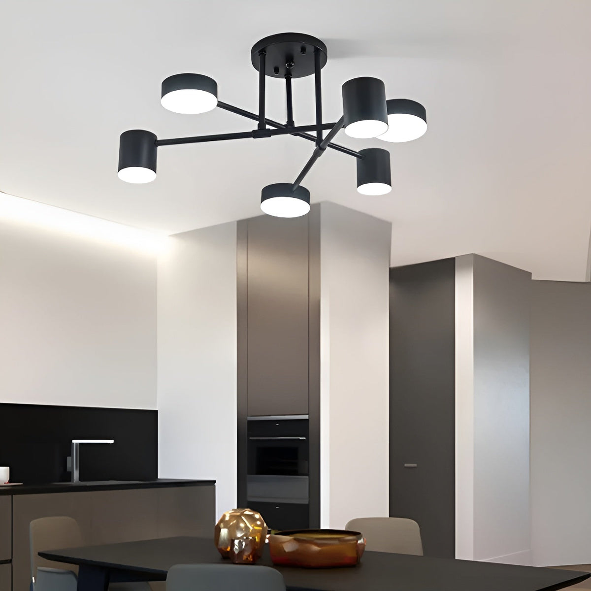 Plafoniera LED con 6 bracci – Design moderno e luce intensa | Perfetta per gli ambienti domestici