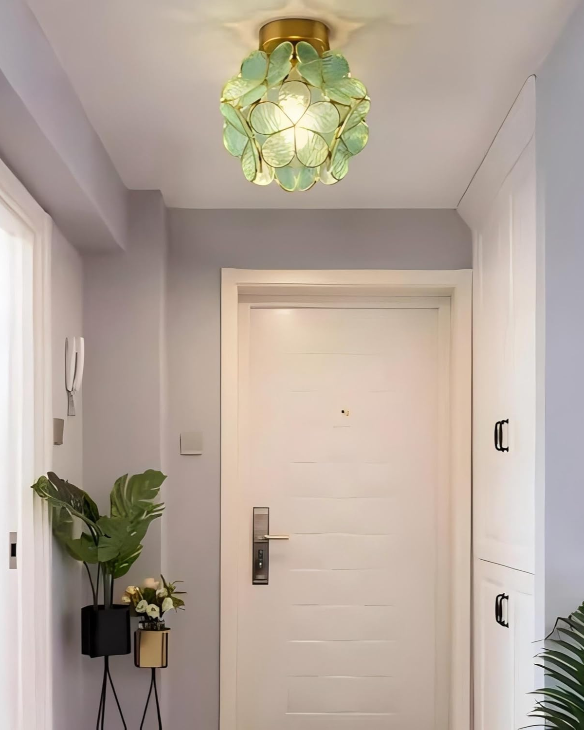 Lampada da soffitto LED con design floreale in acrilico e oro – 20 cm