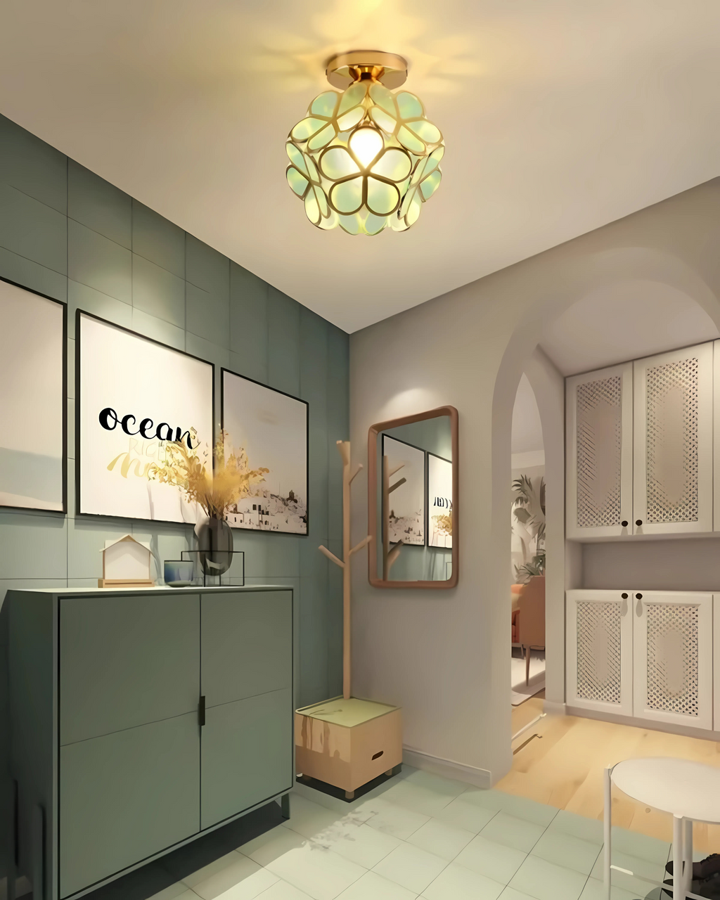 Lampada da soffitto LED con design floreale in acrilico e oro – 20 cm