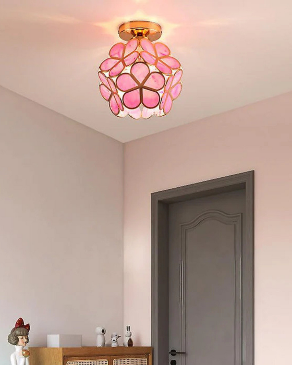 Lampada da soffitto LED con design floreale in acrilico e oro – 20 cm