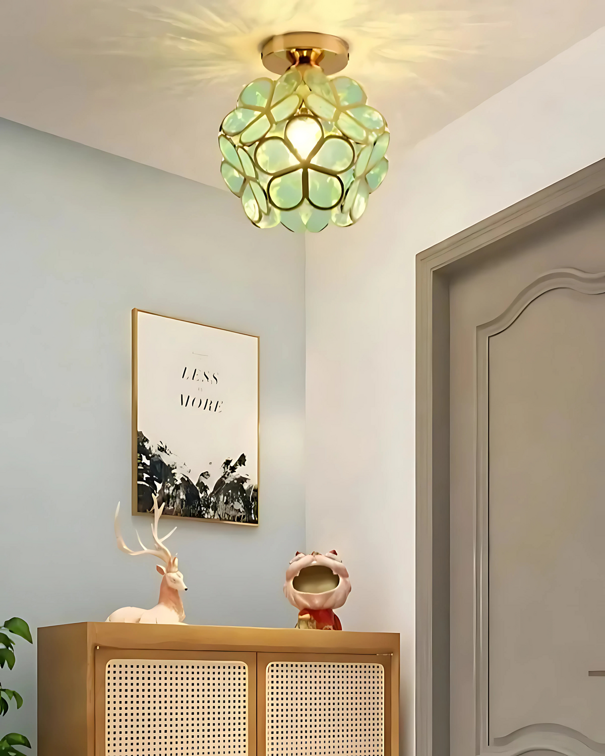Lampada da soffitto LED con design floreale in acrilico e oro – 20 cm
