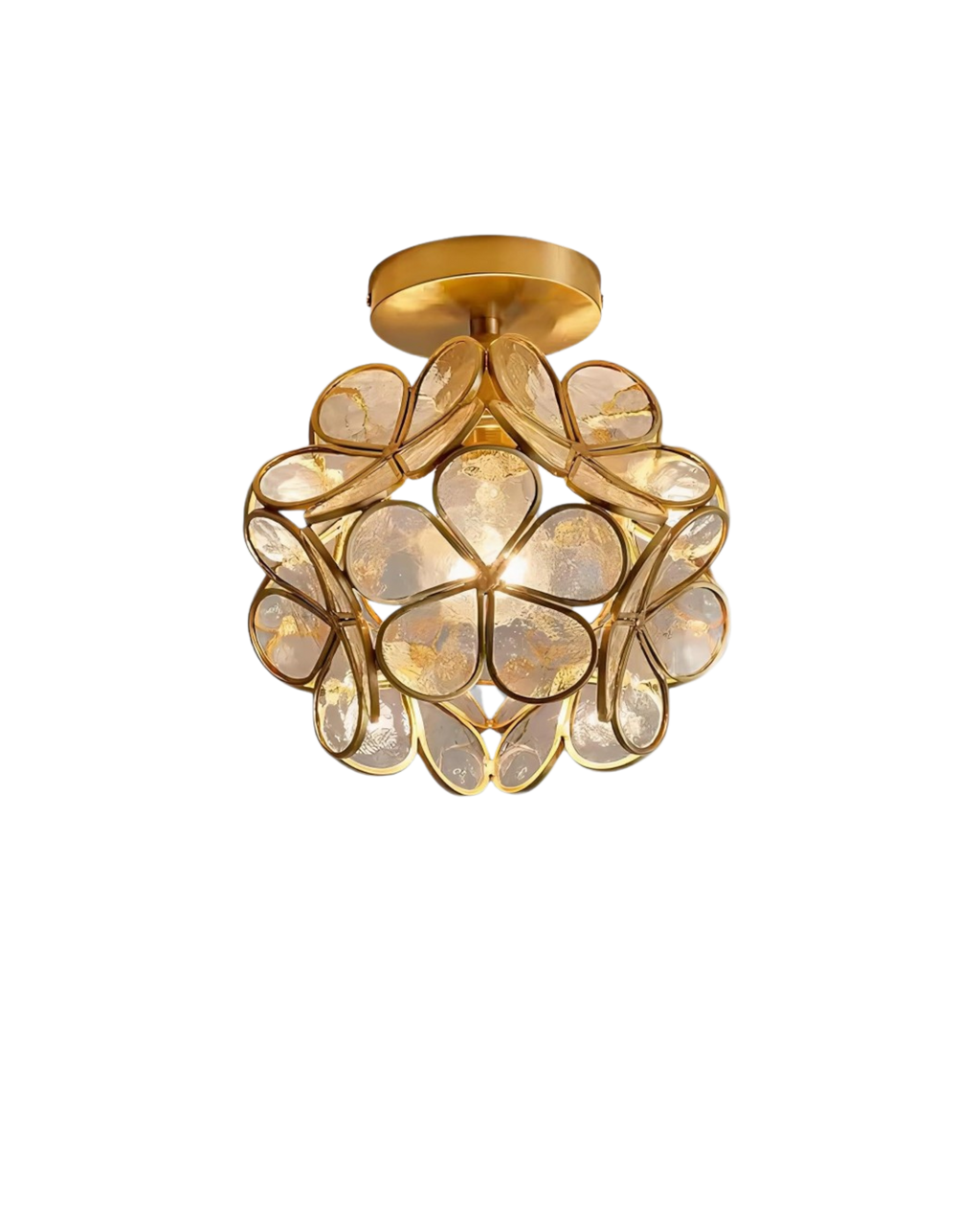 Lampada da soffitto LED con design floreale in acrilico e oro – 20 cm