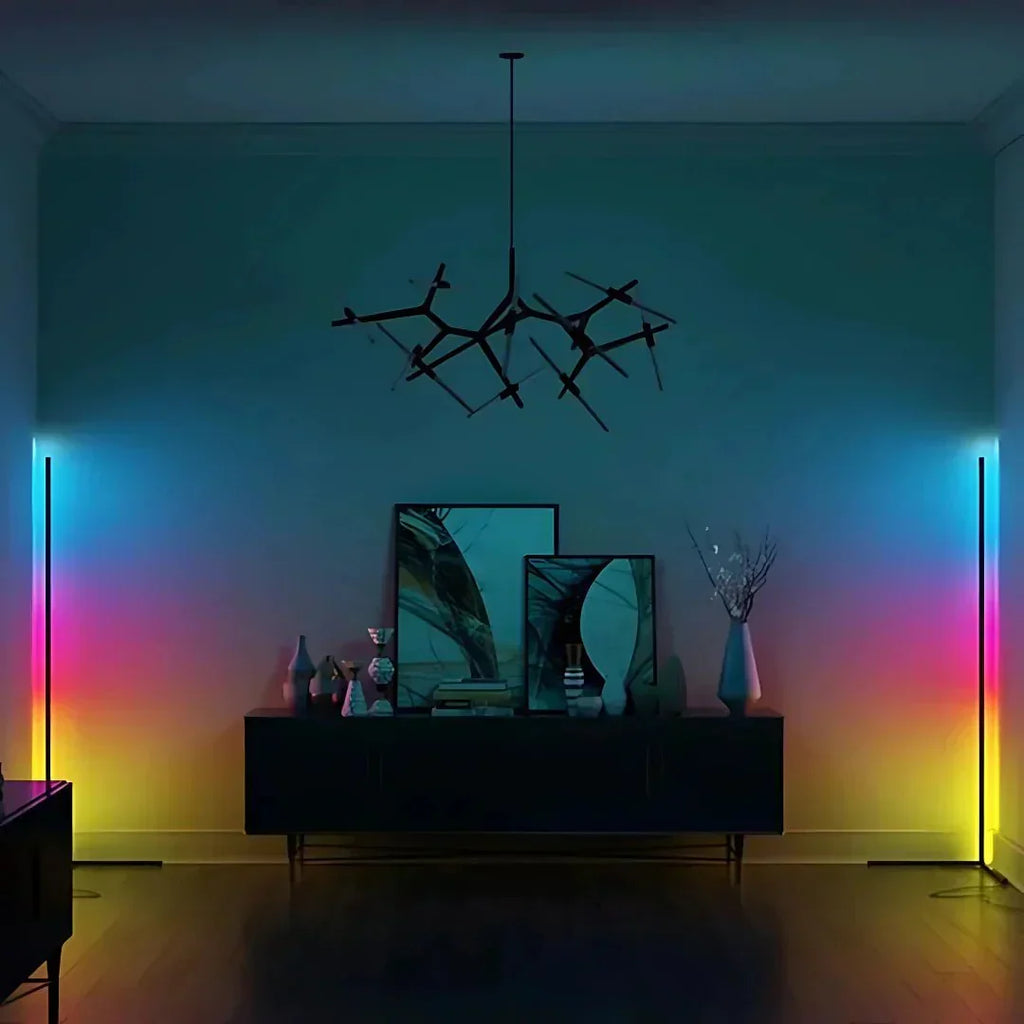Lampada da terra angolare a LED – Dimmerabile con telecomando | Design moderno e luce indiretta
