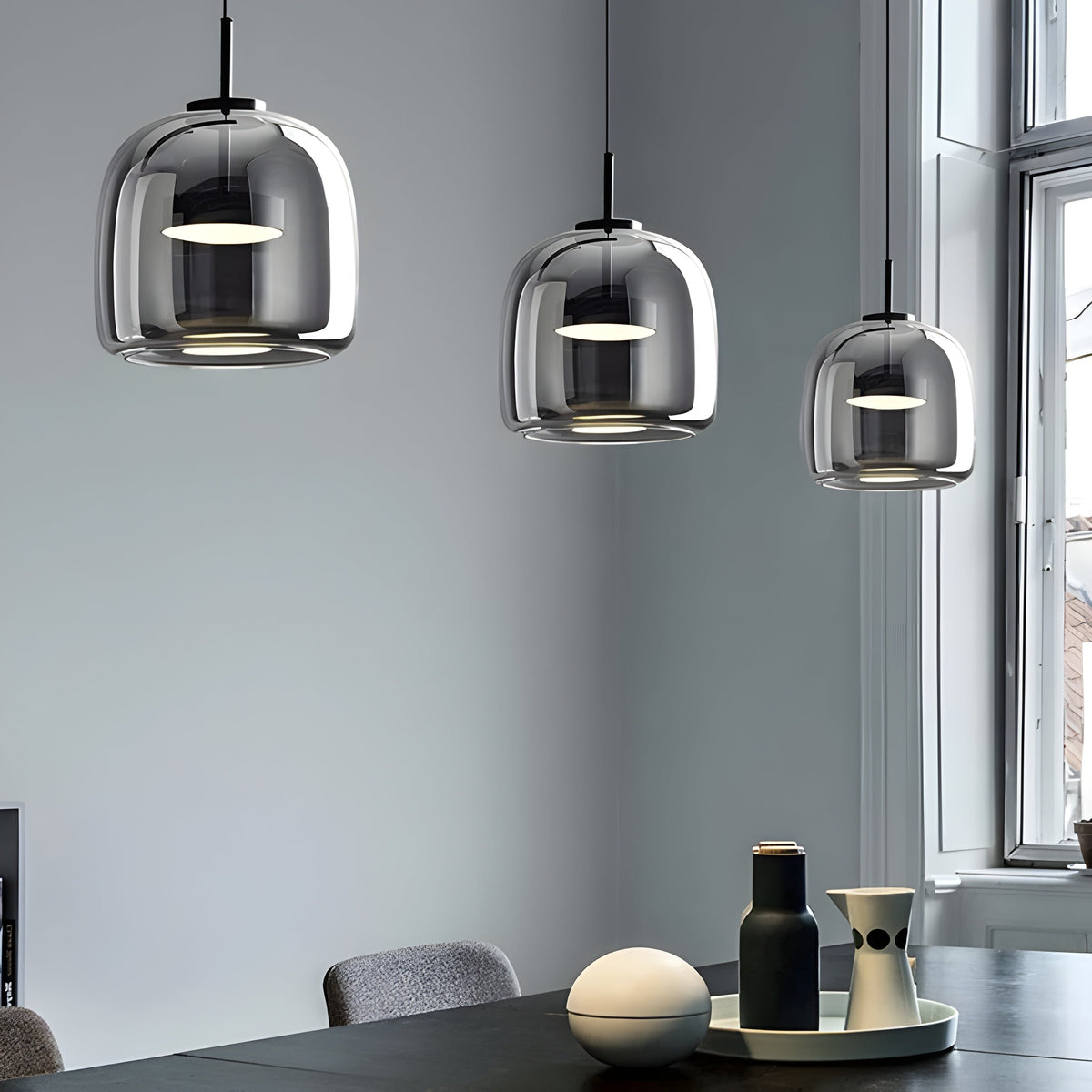 Lampada a sospensione LED in vetro – Design retro con luce calda per sala da pranzo e cucina