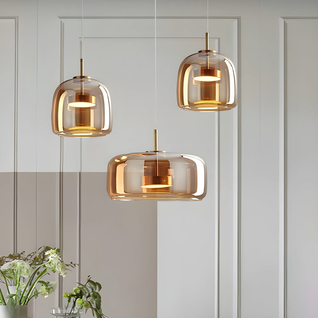 Lampada a sospensione LED in vetro – Design retro con luce calda per sala da pranzo e cucina