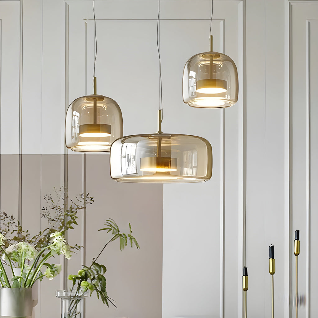 Lampada a sospensione LED in vetro – Design retro con luce calda per sala da pranzo e cucina