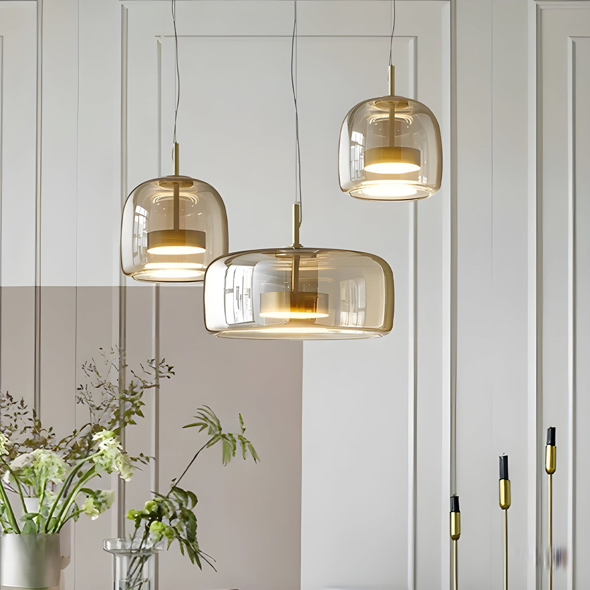 Lampada a sospensione LED in vetro – Design retro con luce calda per sala da pranzo e cucina