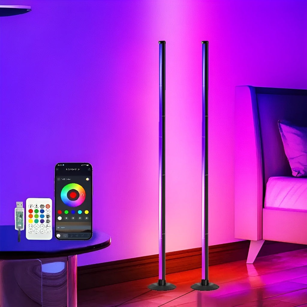 Lampada da terra LED con cambio colore RGBICB – Lampada moderna in alluminio con app e telecomando | Illuminazione d'atmosfera dimmerabile per la tua casa