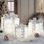 Scatole regalo natalizie luminose – Set da 3 scatole decorative | Con luci bianche calde e colorate per un'atmosfera festiva in casa