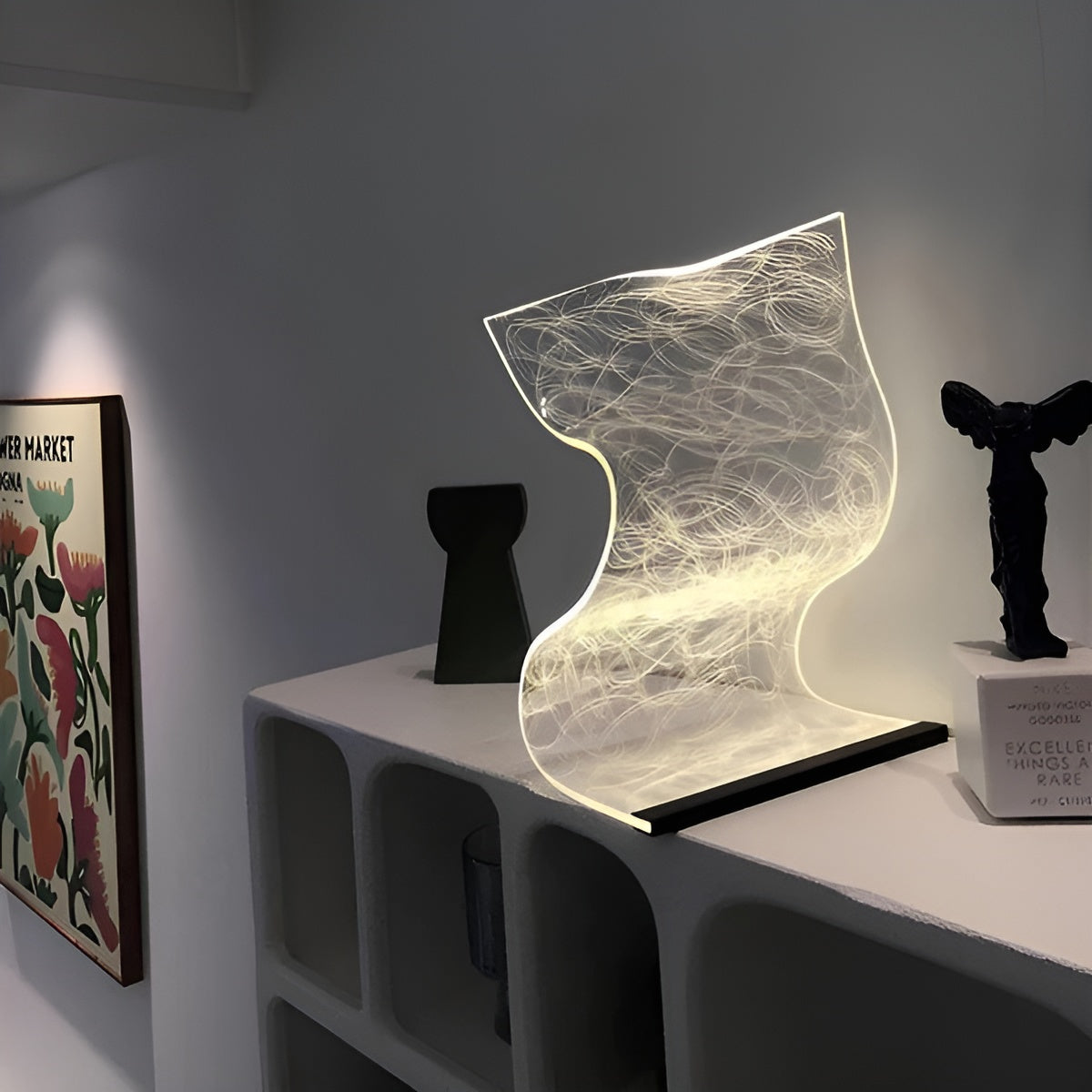 Lampada da tavolo in acrilico – Elegante e senza tempo con illuminazione LED | Lampada decorativa per la casa