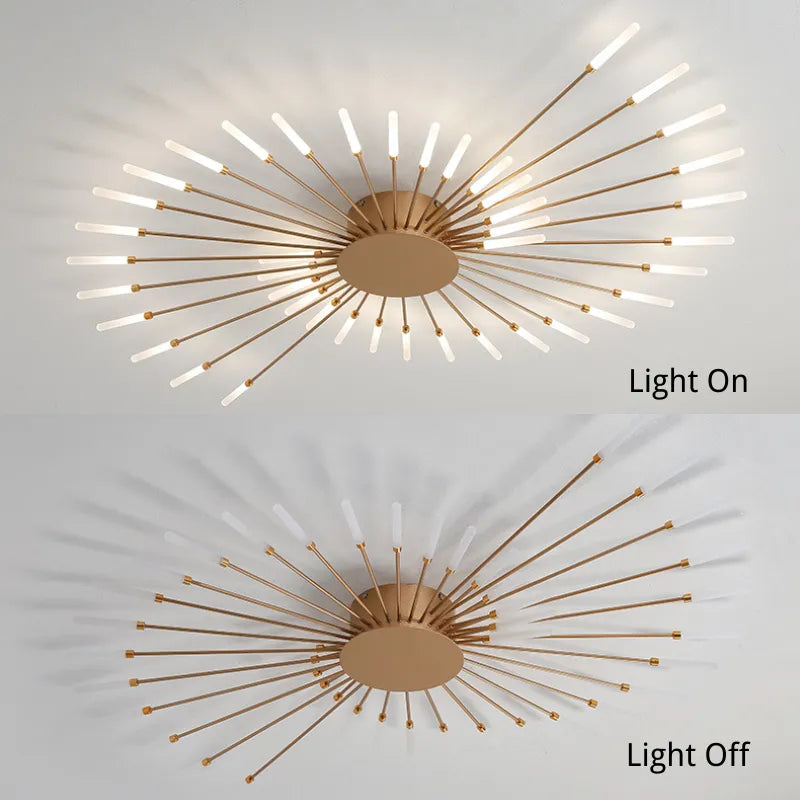Wesley Flush-Mount Ceiling Light Fuochi d'Artificio, Nero/Oro