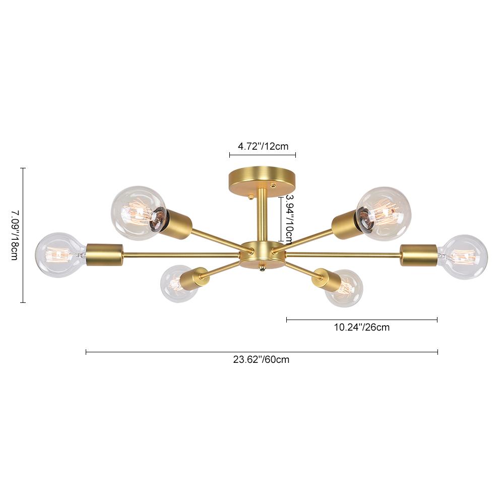 Xyla Moderno Semi Flush Light Sputnik di metà secolo