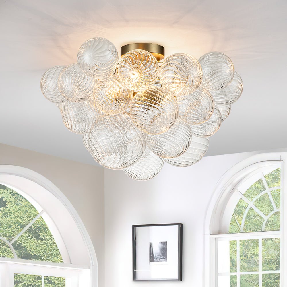 Brillia Moderno Lampadario a Bolle in Vetro Semi Flush