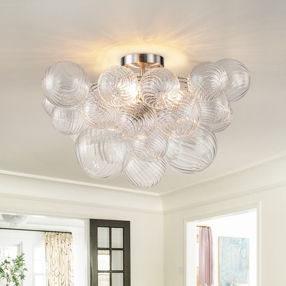 Brillia Moderno Lampadario a Bolle in Vetro Semi Flush