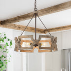 Lampada a sospensione in legno aperta Yrling Farmhouse