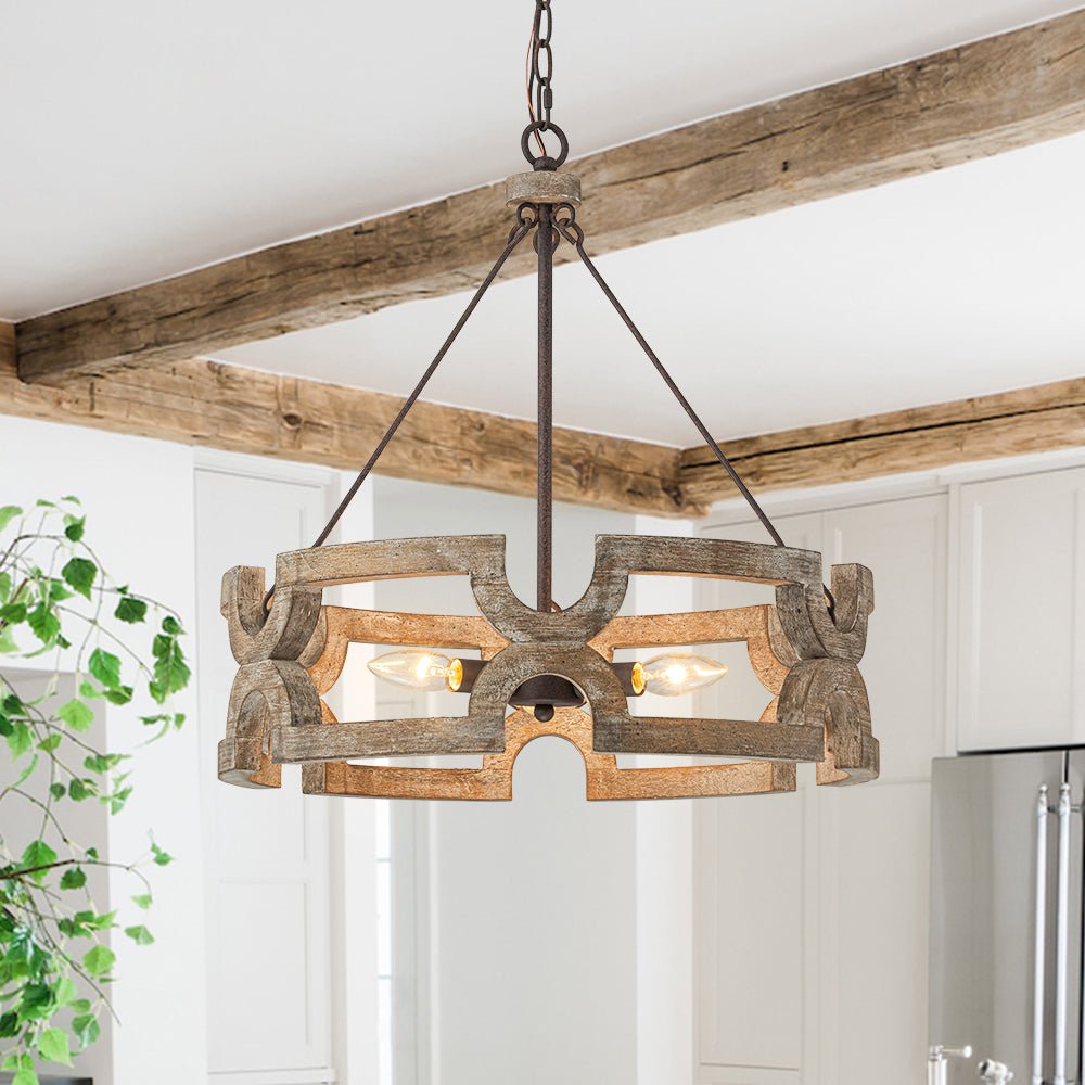 Lampada a sospensione in legno aperta Yrling Farmhouse
