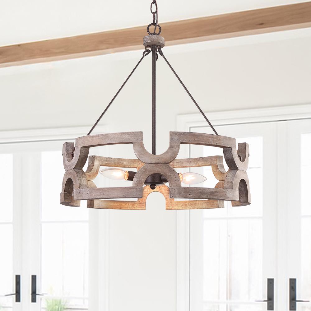 Lampada a sospensione in legno aperta Yrling Farmhouse