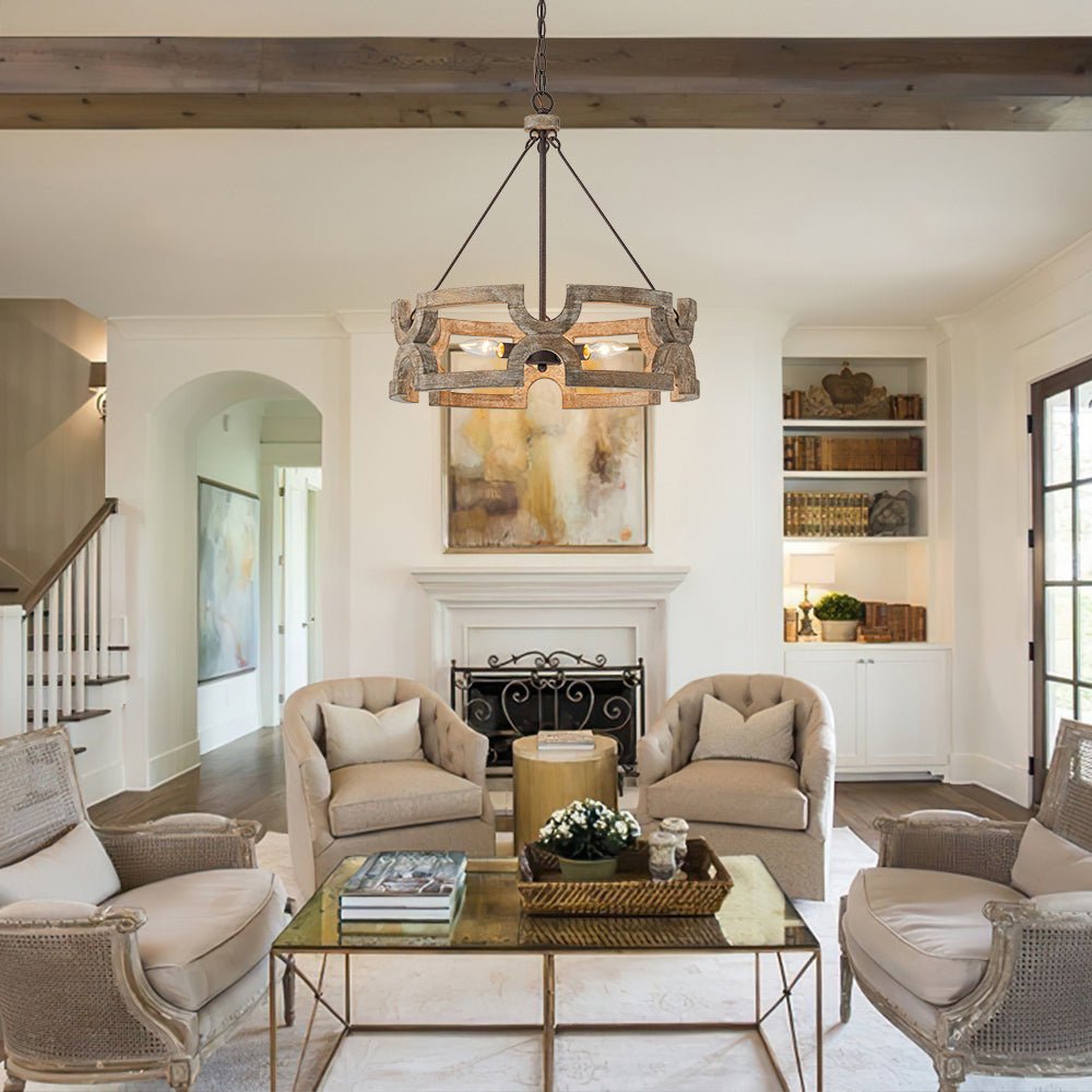 Lampada a sospensione in legno aperta Yrling Farmhouse