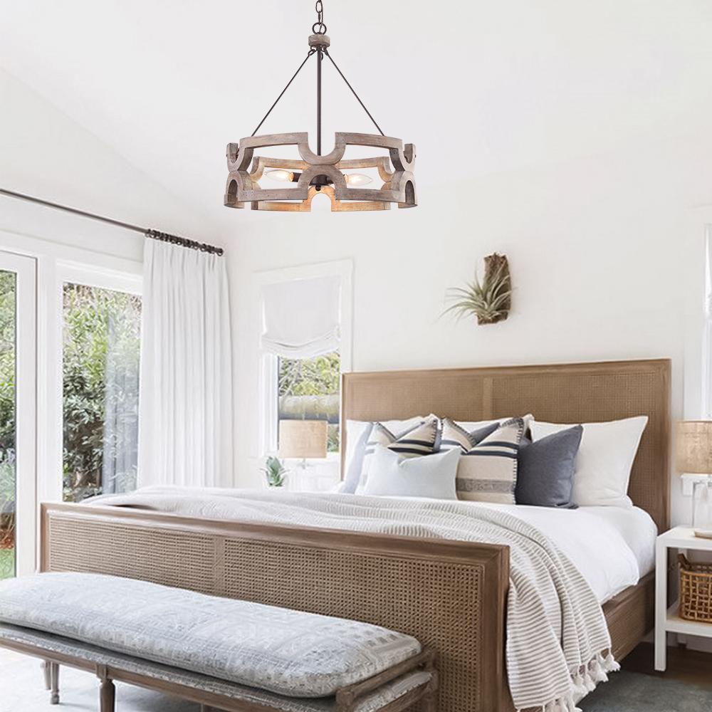 Lampada a sospensione in legno aperta Yrling Farmhouse