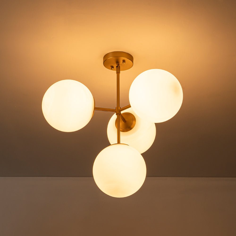 Lampadario Semi Flush in Vetro Opale Minimalista Astria