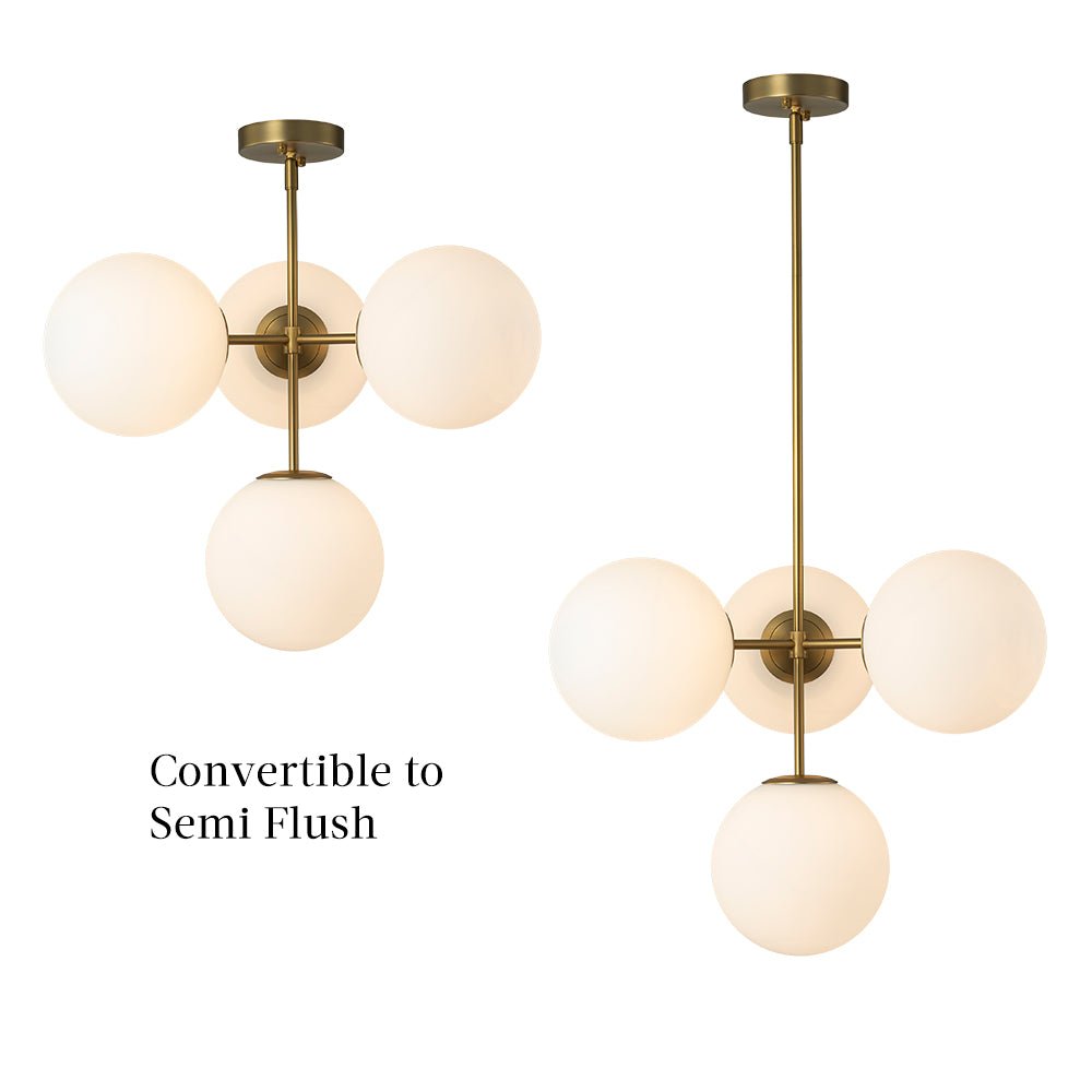 Lampadario Semi Flush in Vetro Opale Minimalista Astria