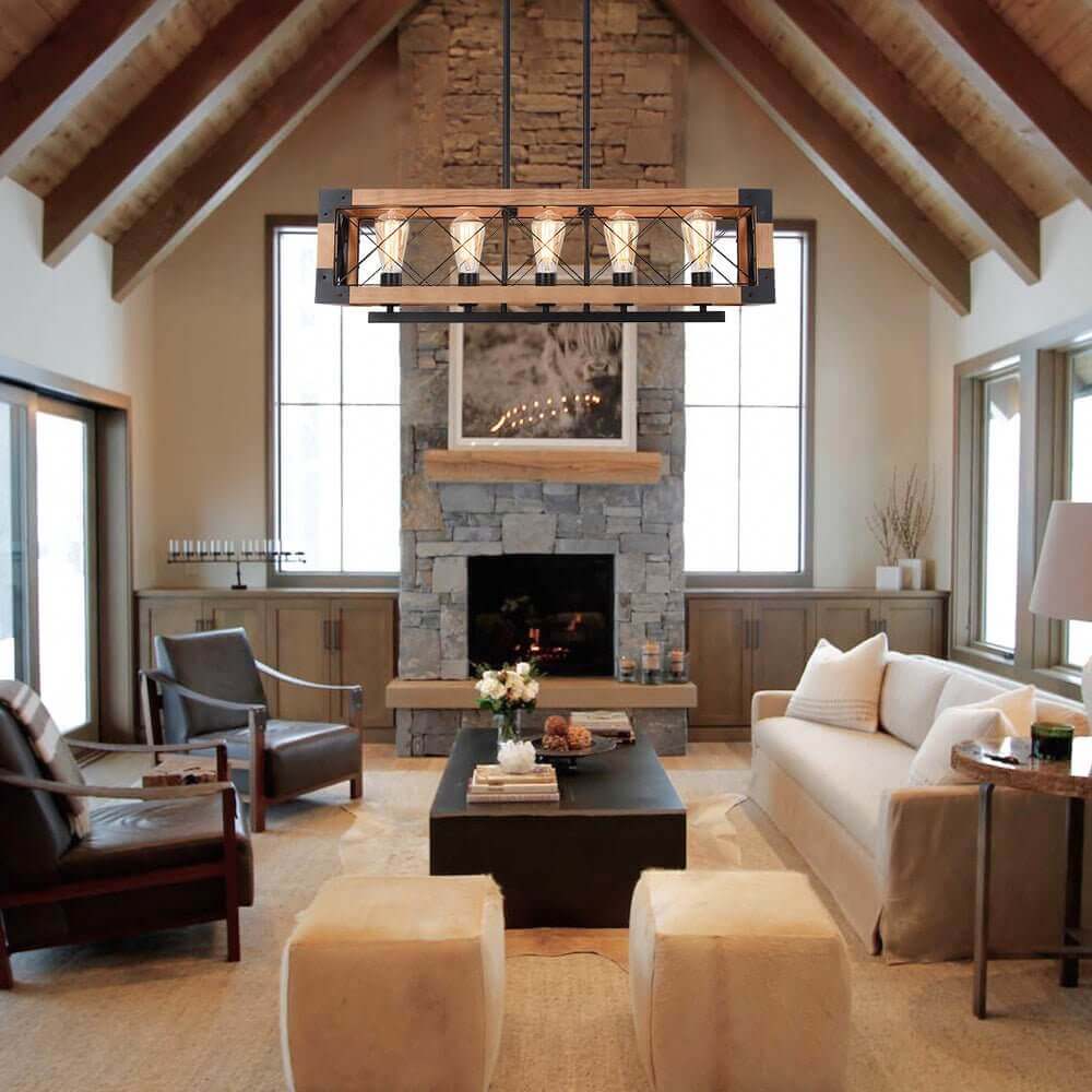 Lampadario Moderno in Legno Astora