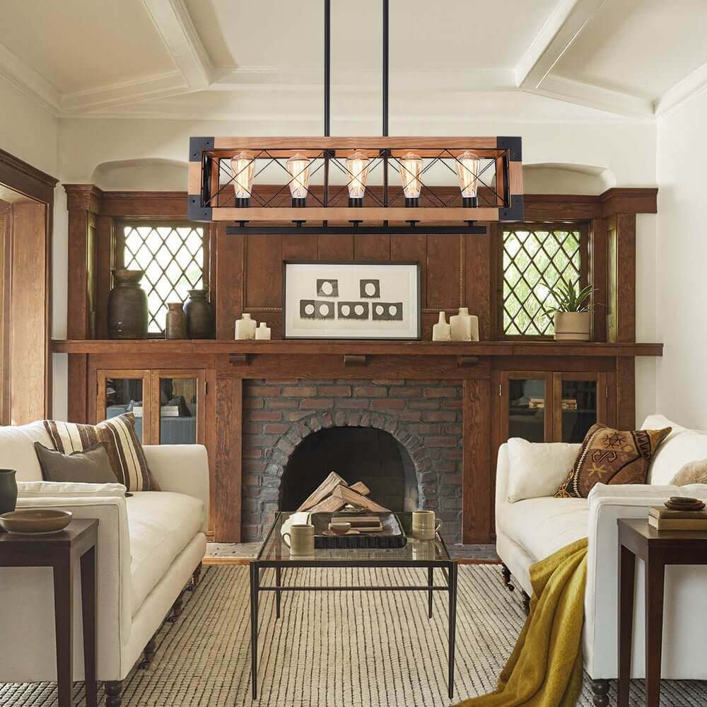 Lampadario Moderno in Legno Astora