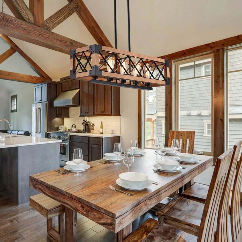 Lampadario Moderno in Legno Astora