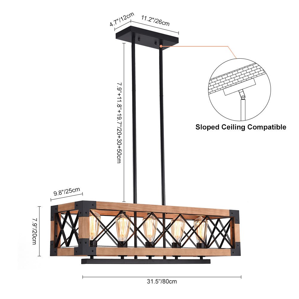 Lampadario Moderno in Legno Astora