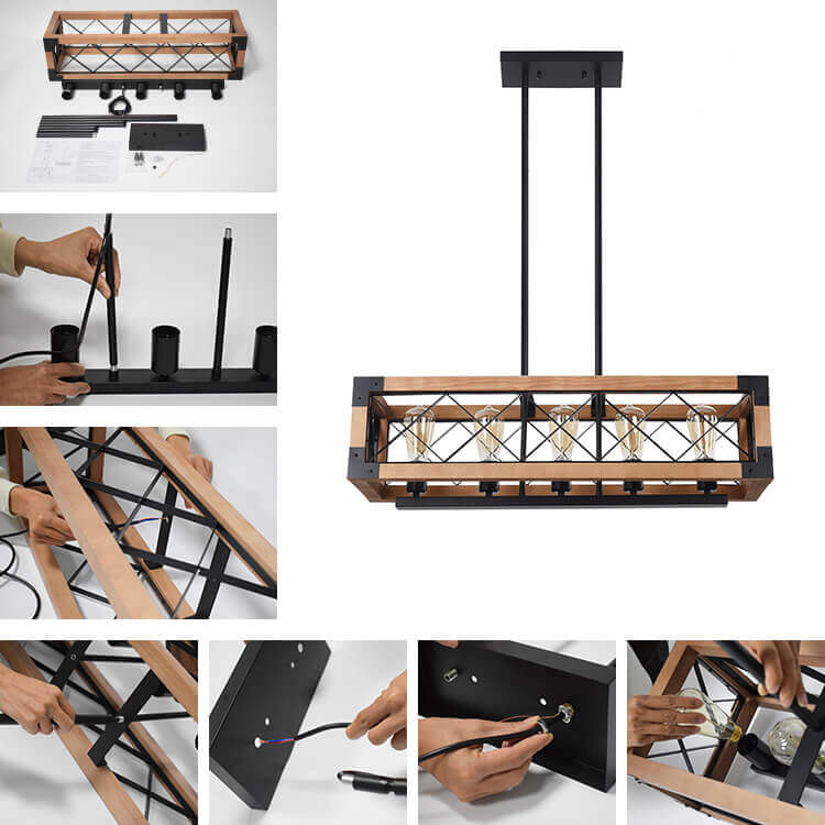 Lampadario Moderno in Legno Astora