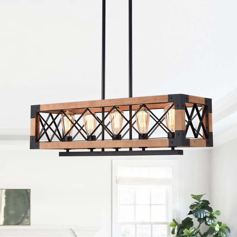 Lampadario Moderno in Legno Astora