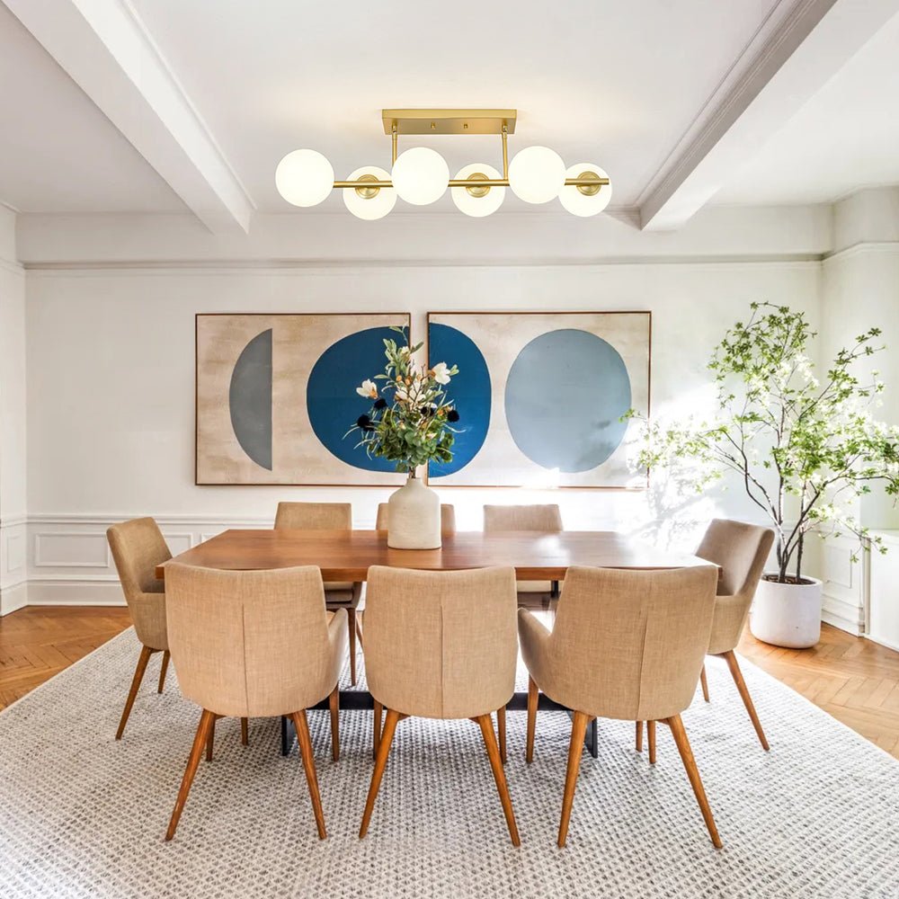 Lampadario Lineare in Vetro Opalino Fljotulix