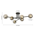 Xenuvium Globe Linear Sputnik Faretto a Soffitto in Vetro Fumé Semi Flush