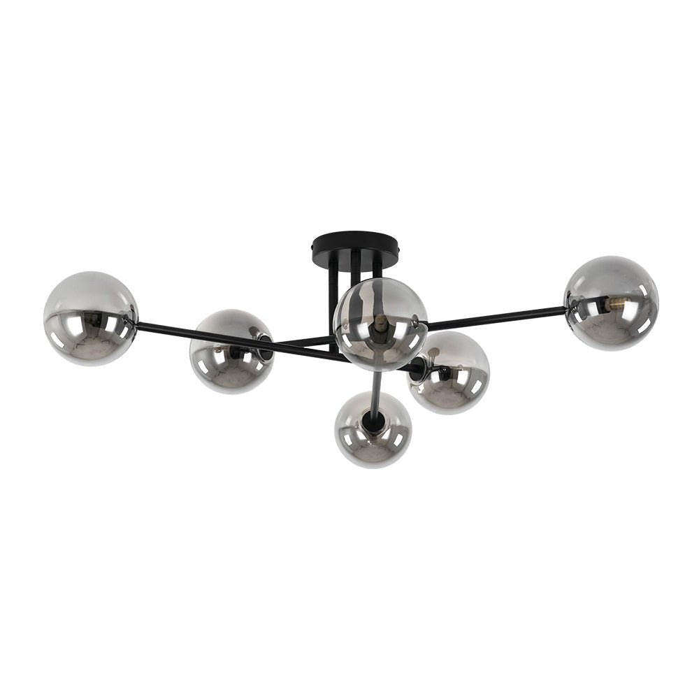 Xenuvium Globe Linear Sputnik Faretto a Soffitto in Vetro Fumé Semi Flush