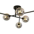 Xenuvium Globe Linear Sputnik Faretto a Soffitto in Vetro Fumé Semi Flush
