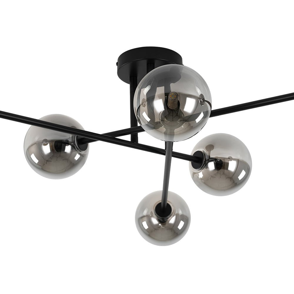 Xenuvium Globe Linear Sputnik Faretto a Soffitto in Vetro Fumé Semi Flush