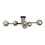 Xenuvium Globe Linear Sputnik Faretto a Soffitto in Vetro Fumé Semi Flush