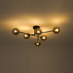 Xenuvium Globe Linear Sputnik Faretto a Soffitto in Vetro Fumé Semi Flush
