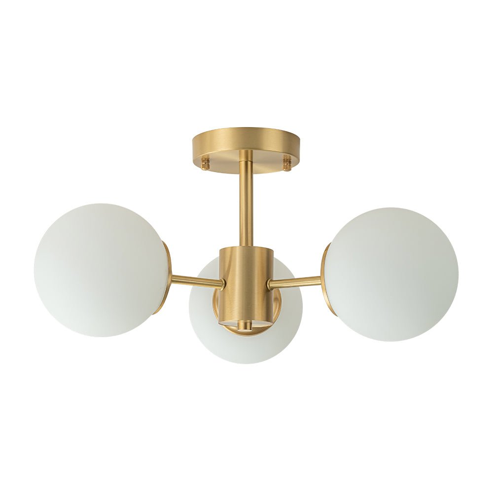 Blikari Moderno Ottone Opalino Vetro Semi Flush Mount